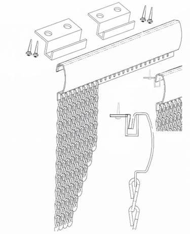 A sketch map of ceiling fixation accessory installation.