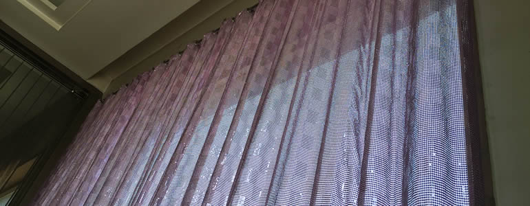 Purple metallic cloth used for window curtain in houseroom