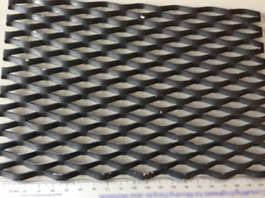 An aluminum expanded metal sheet with black color